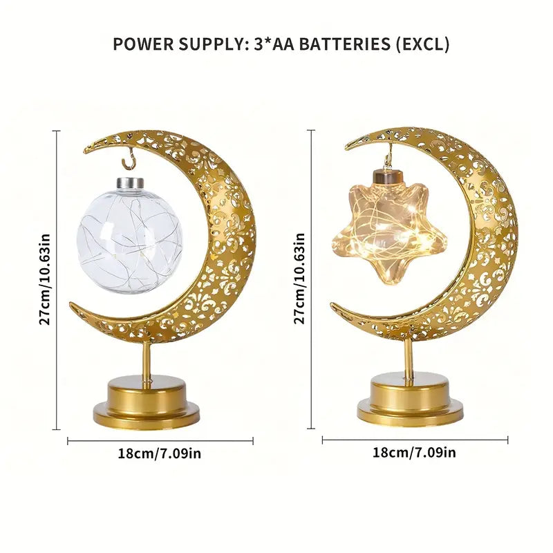 مصباح طاولة حديدي على شكل نجمة قمر رمضان