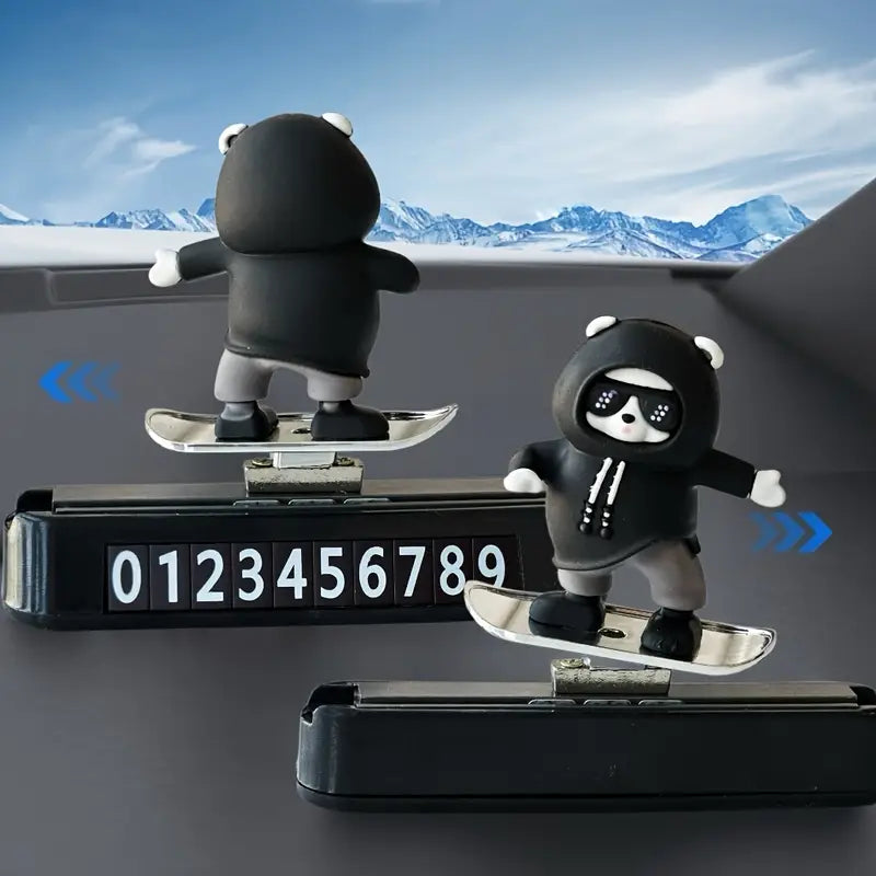 Skateboarding Panda Car Dashboard Decor