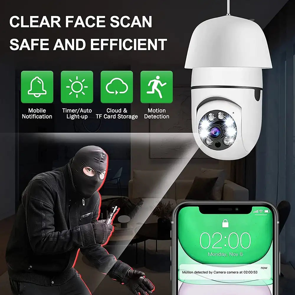 360 Rotating Wireless Panoramic Night Vision Security Camera
