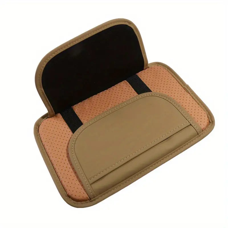 وسادة مسند ذراع السيارة الجلدية مع جيوب