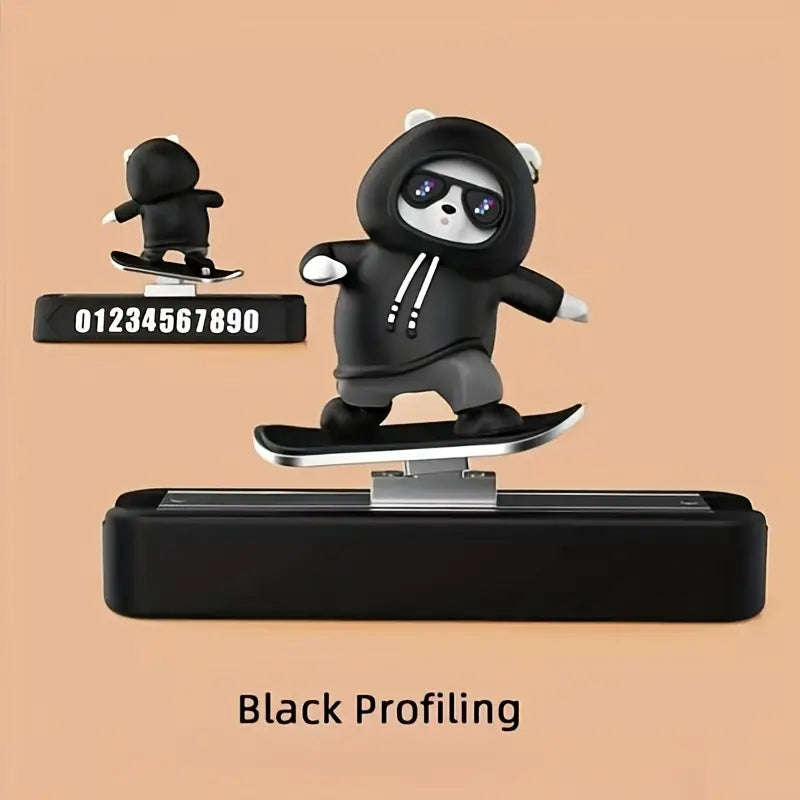 Skateboarding Panda Car Dashboard Decor