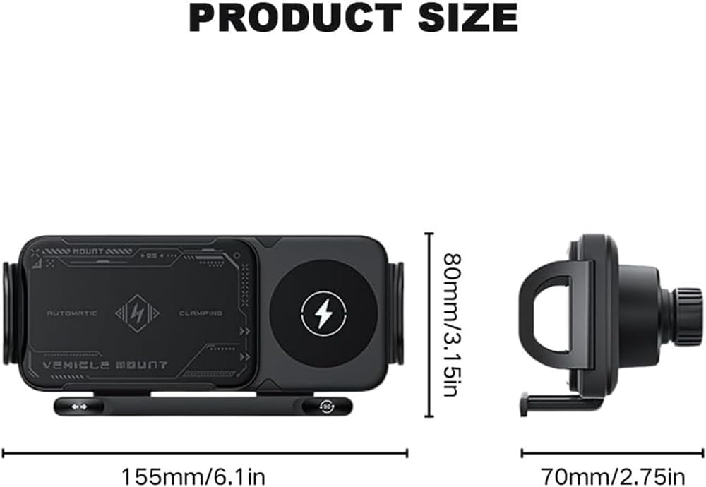 Car Auto Rotating Phone Holder with 15W Wireless Charger