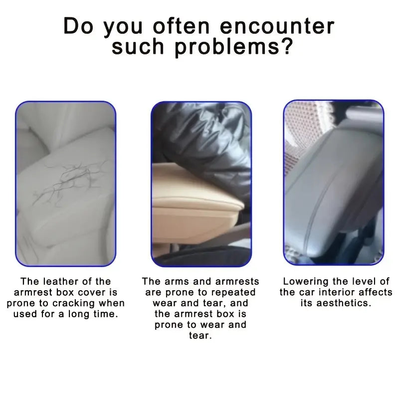 وسادة مسند ذراع السيارة الجلدية مع جيوب