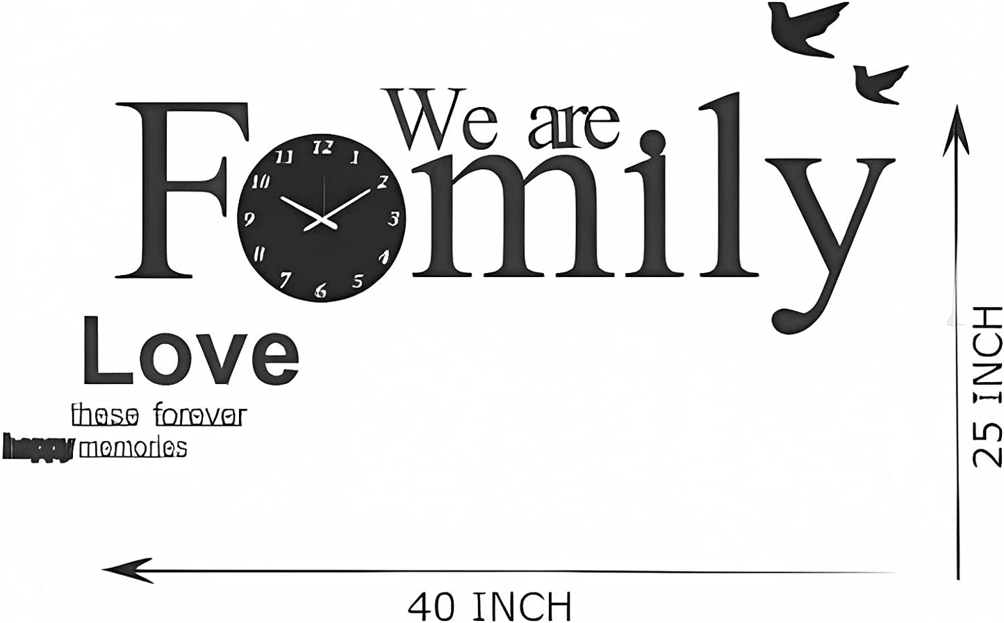 3D Acrylic Wall Art -We Are Family Wall Clock