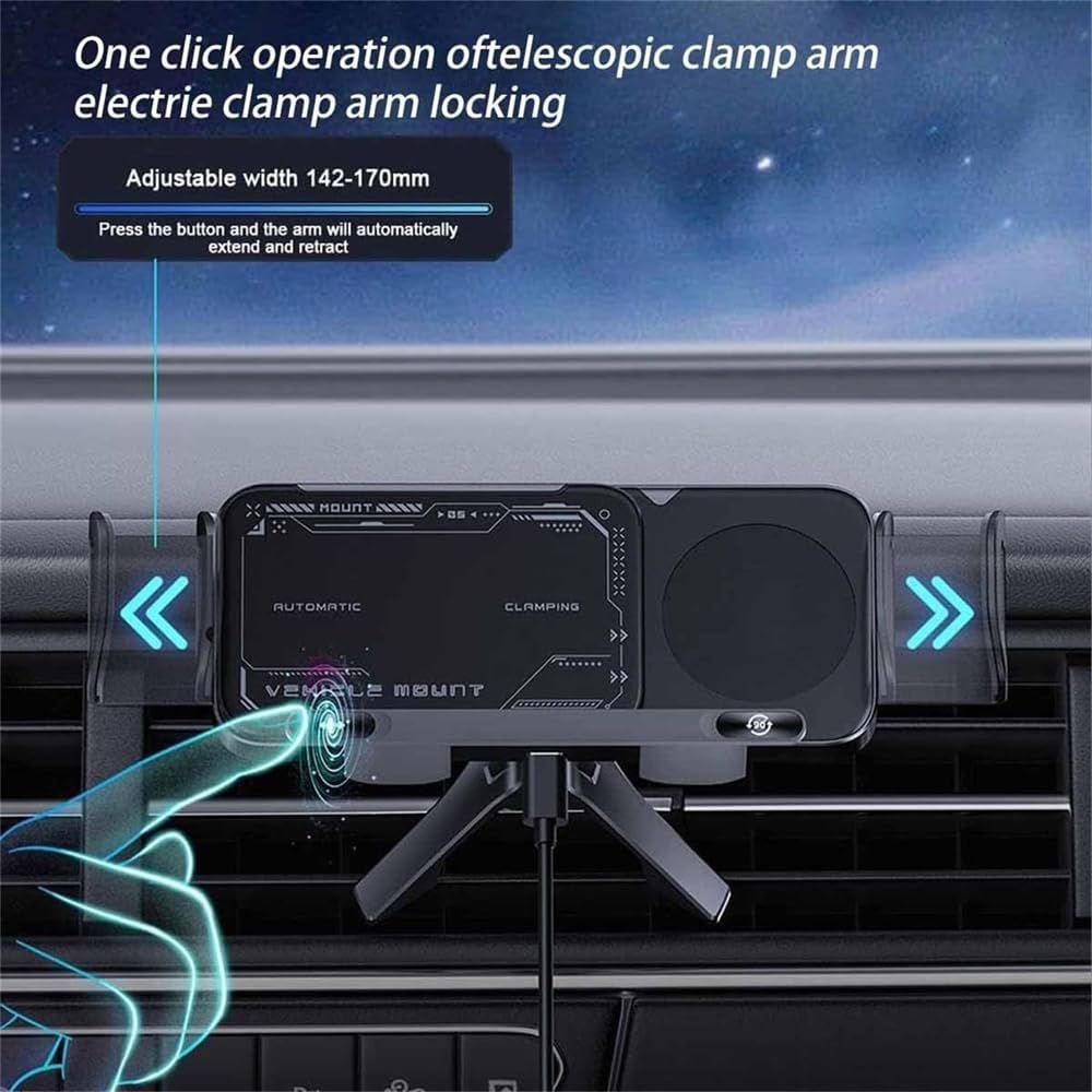 Car Auto Rotating Phone Holder with 15W Wireless Charger
