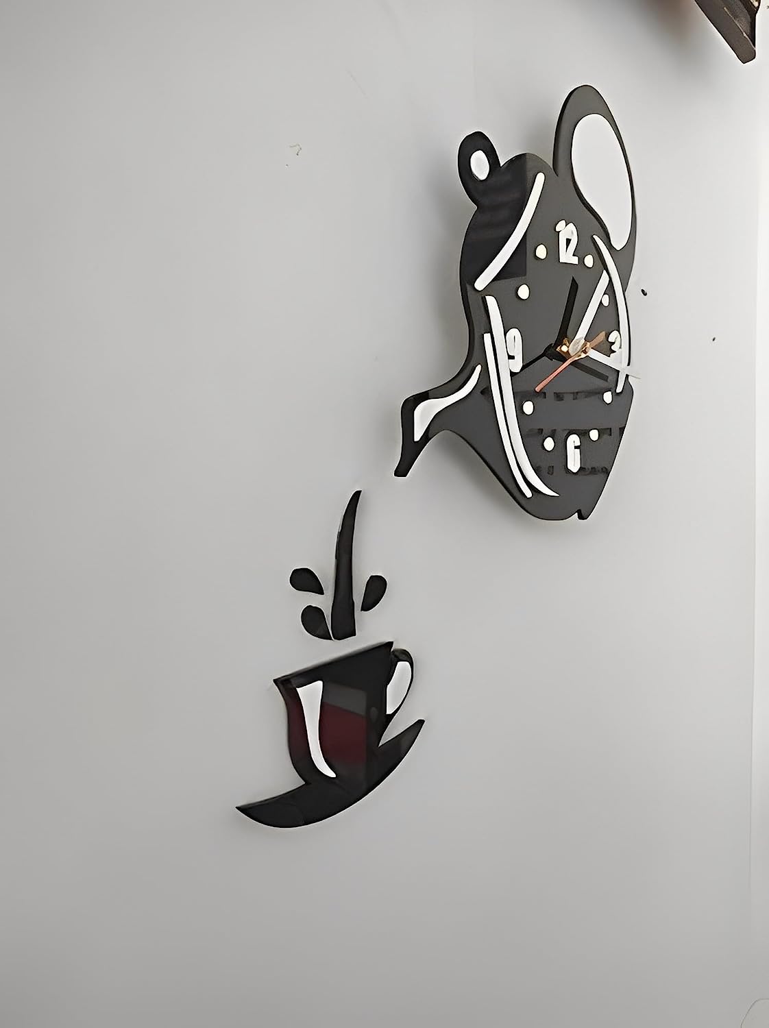 DIY Teapot and Cup Design Acrylic Mirror Wall Clock