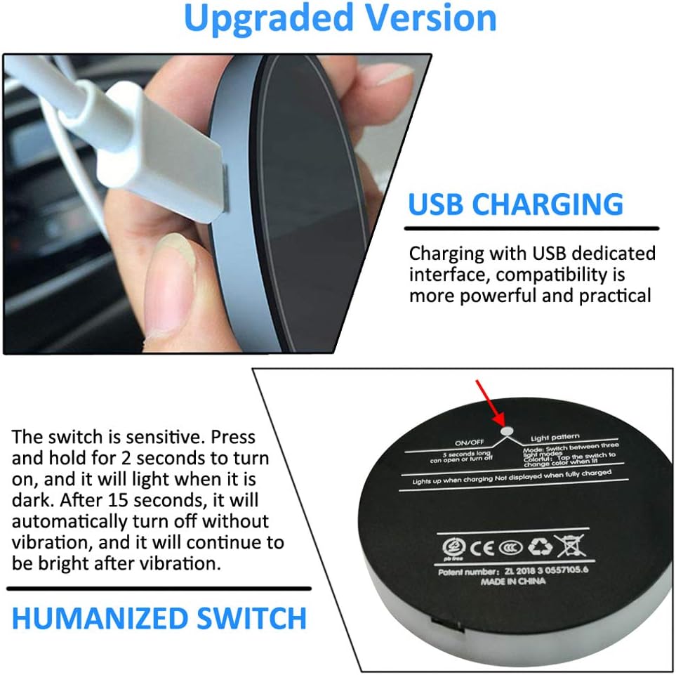 Rechargeable LED Light Mat for Car Cup Holders(2 Pcs)