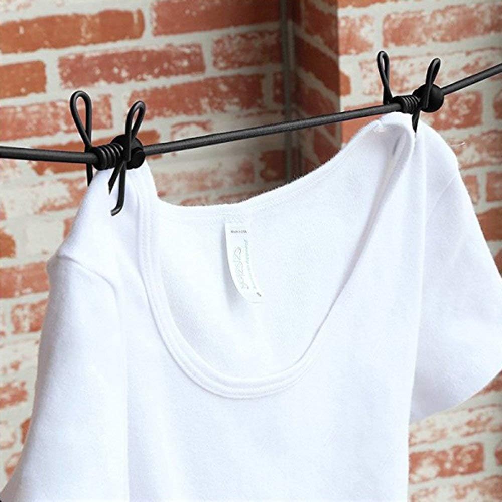 حبل غسيل قابل للسحب مع 12 مشبكًا بلاستيكيًا