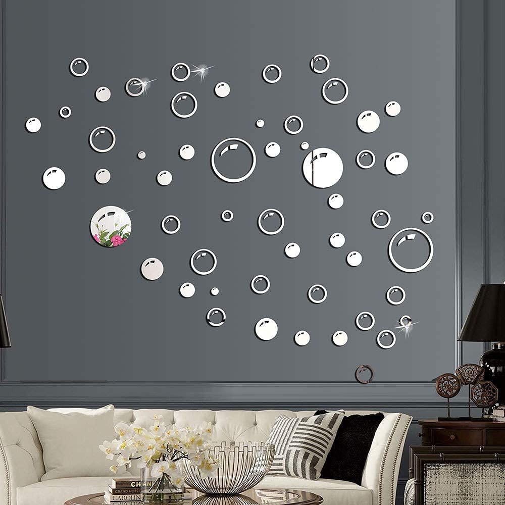Bubbles Wall Decals Mirror Wall Stickers Set Removable Acrylic Mirror