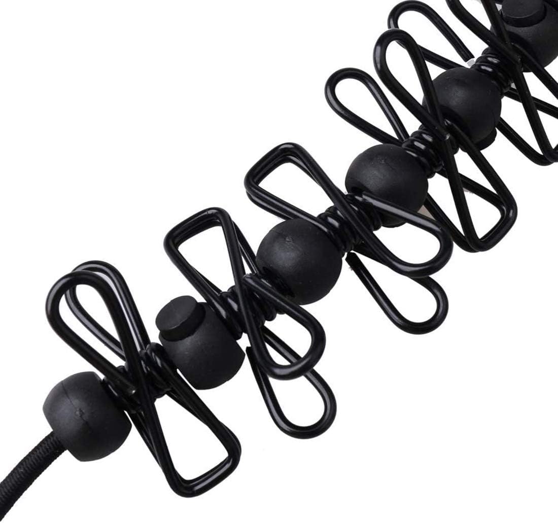 حبل غسيل قابل للسحب مع 12 مشبكًا بلاستيكيًا