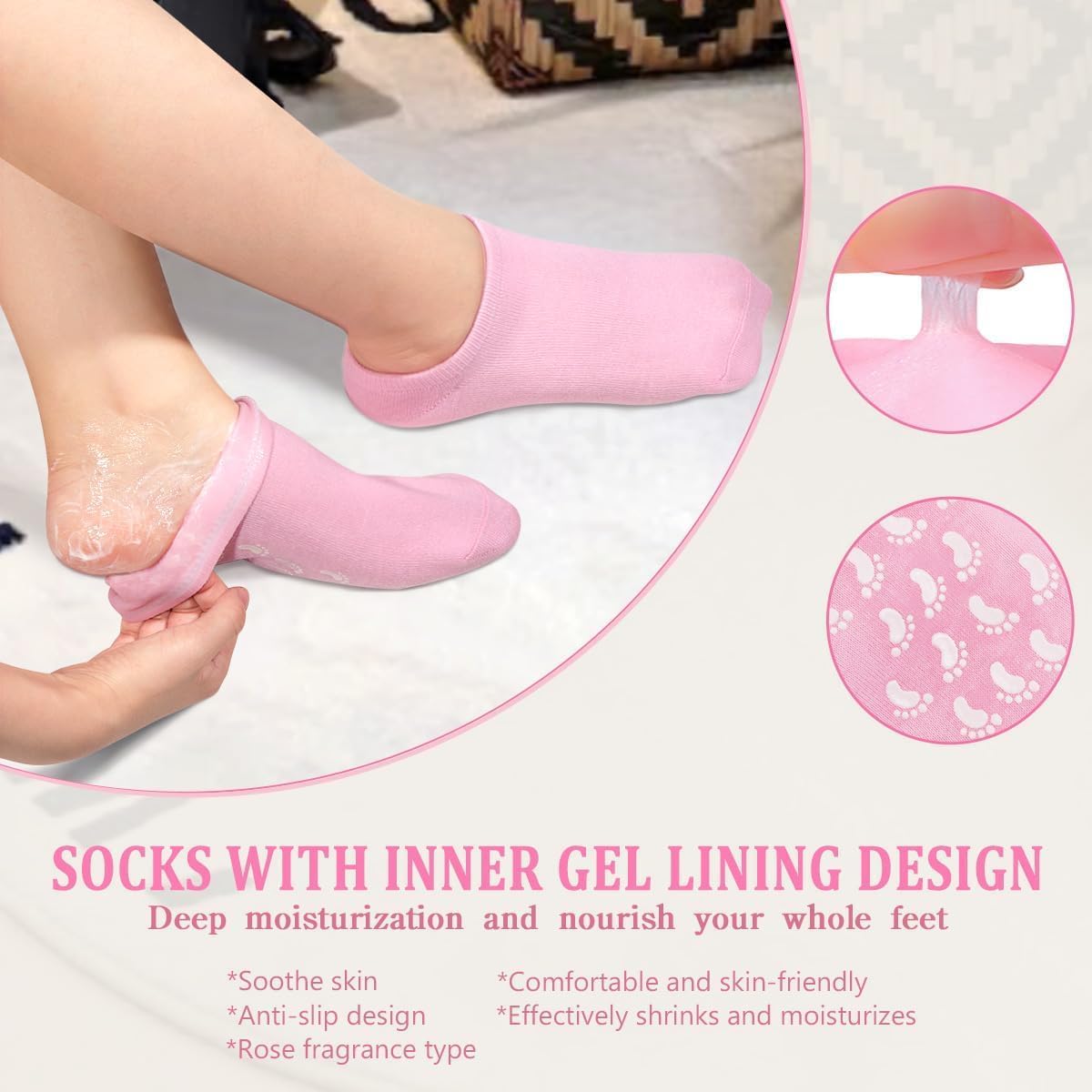 Silicon Moisturizer Gel Socks-3 Pairs