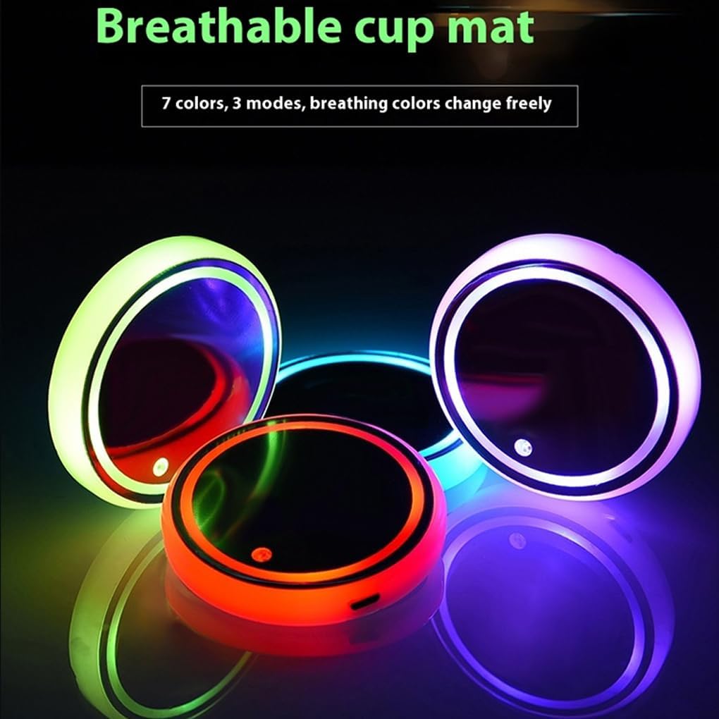 Rechargeable LED Light Mat for Car Cup Holders(2 Pcs)