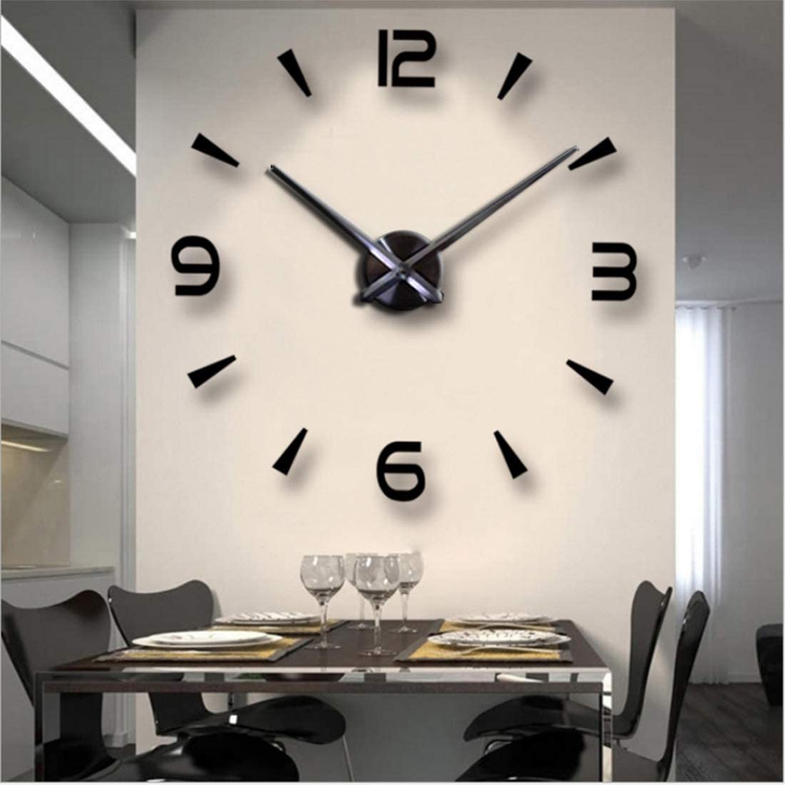 3D DIY Wall Clock Creative Design Mirror Surface