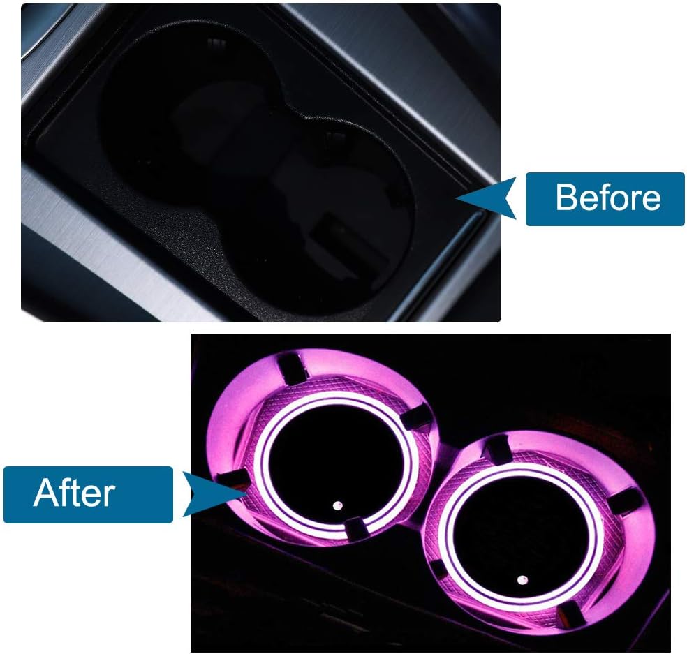 Rechargeable LED Light Mat for Car Cup Holders(2 Pcs)