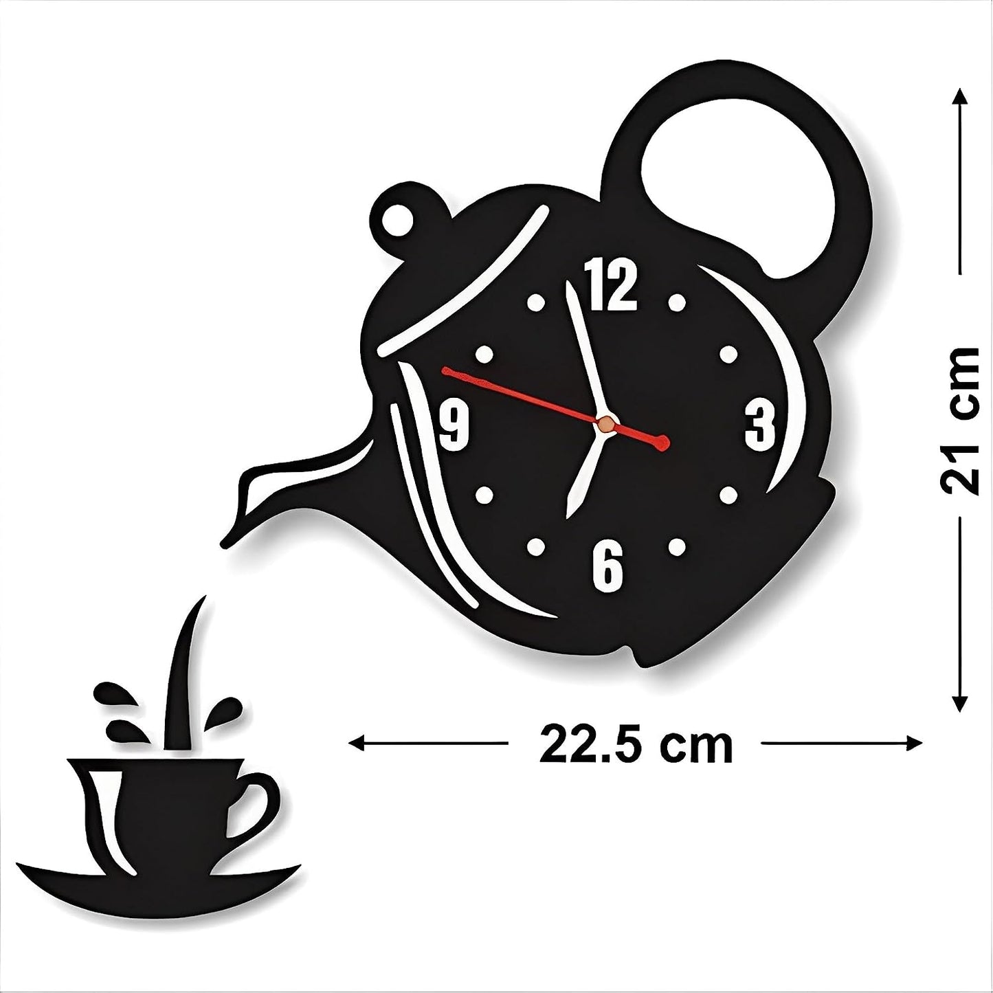 DIY Teapot and Cup Design Acrylic Mirror Wall Clock