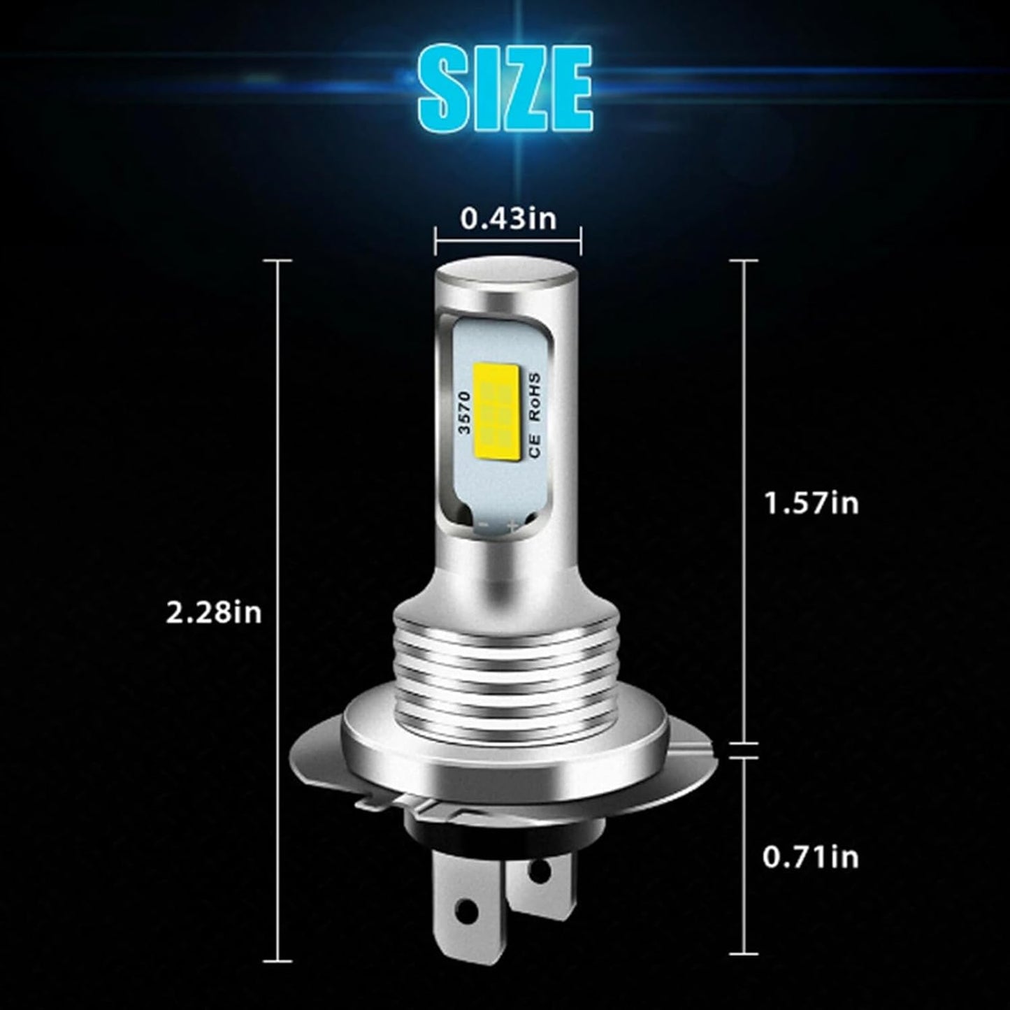 H7 LED White 6000K Headlight Bulbs