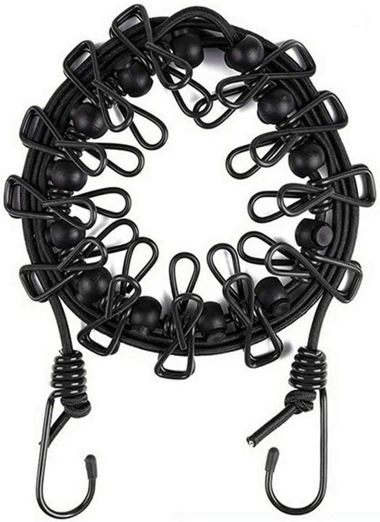 حبل غسيل قابل للسحب مع 12 مشبكًا بلاستيكيًا