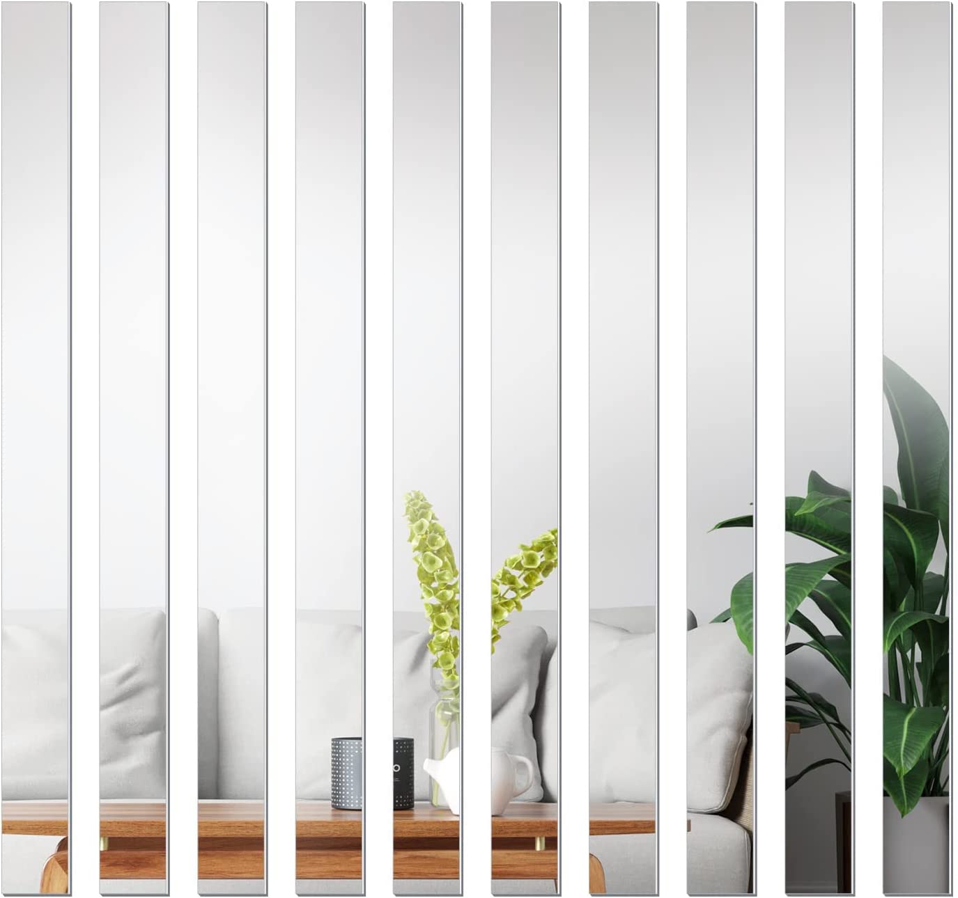 Stripe Self Adhesive Mirror Removable Long Acrylic Stick on Mirror