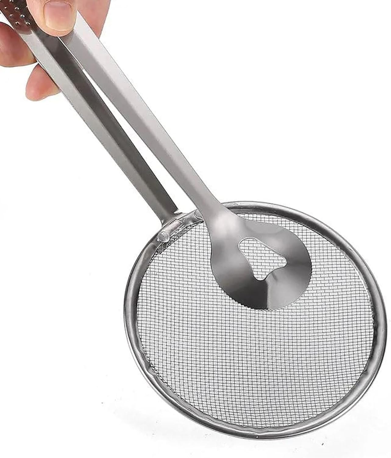 ملقط مطبخ من الفولاذ المقاوم للصدأ مع مصفاة