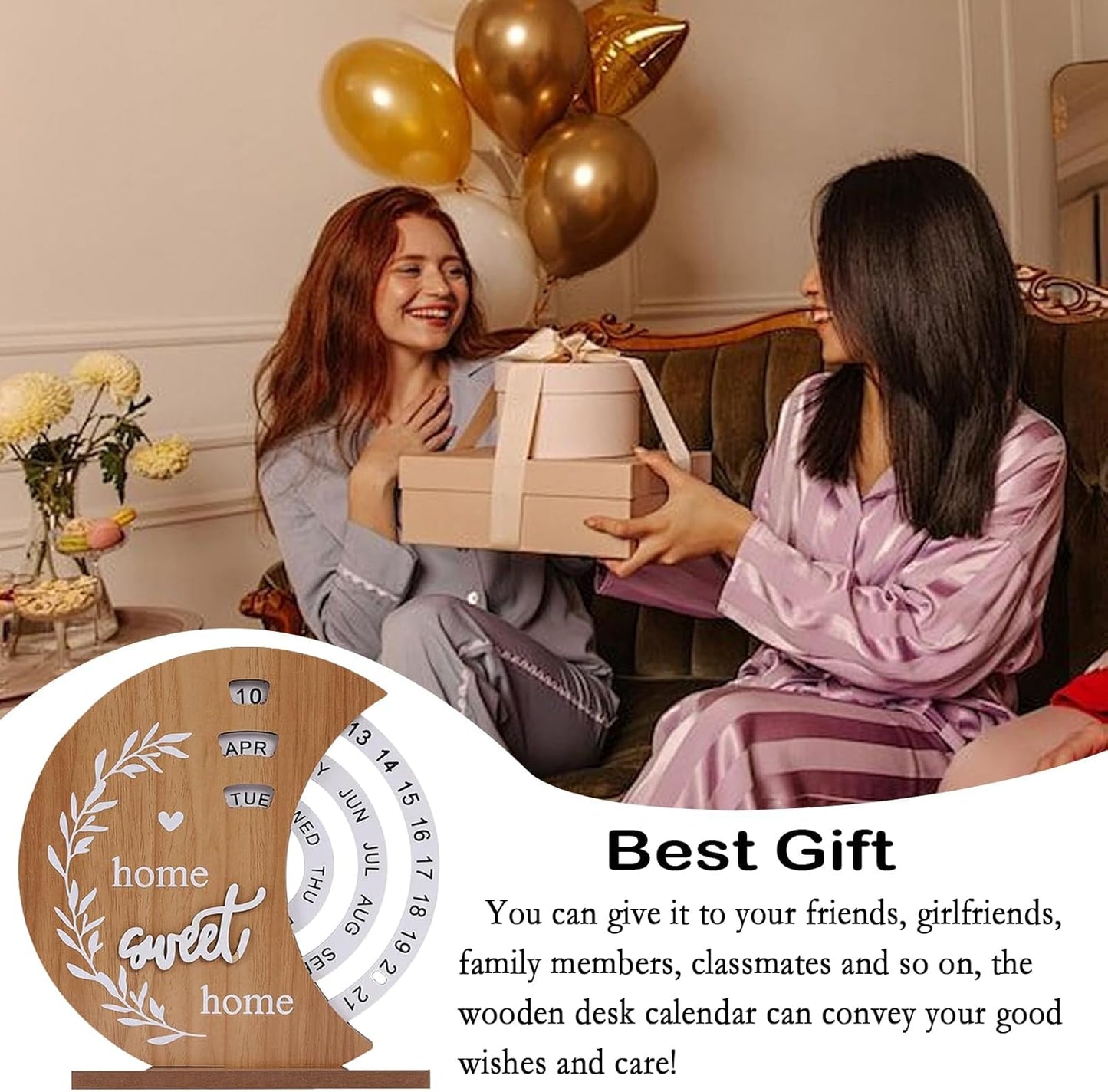 تقويم مكتب خشبي على شكل قمر