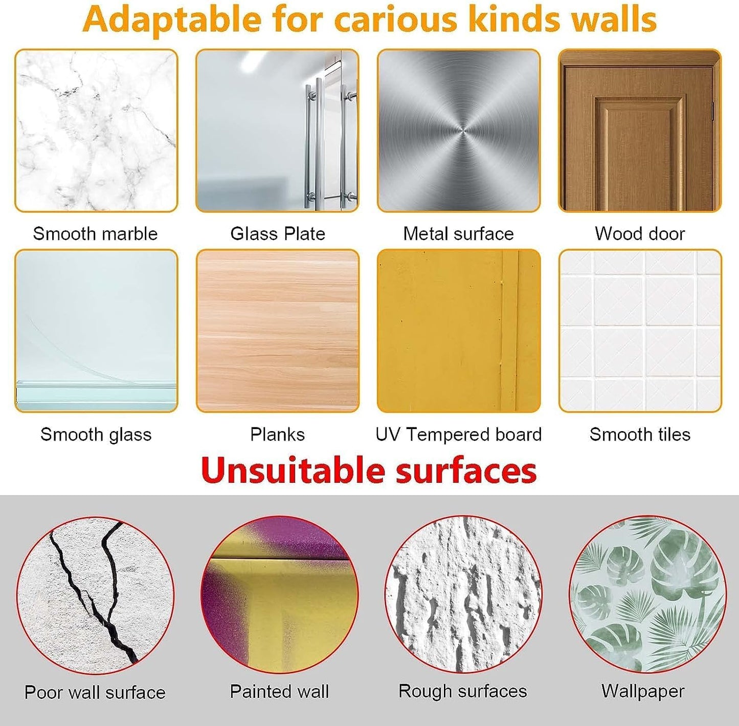 خطافات حائط بدون برغي للحفر (20 قطعة)