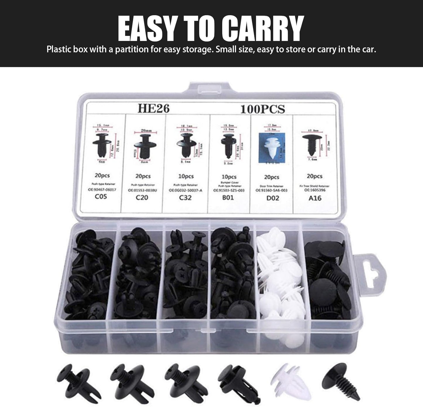Multi-Model Car Plastic Fastener Clip(100 Clips with Screwdriver)