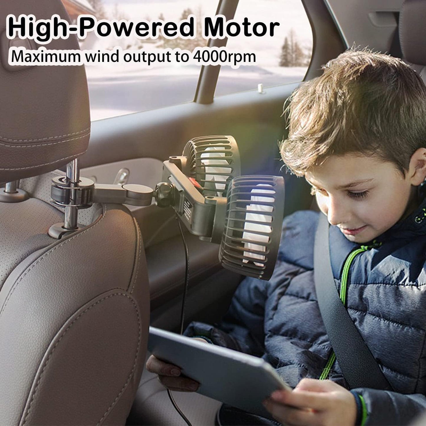 USB Car Dual-Head Rear Ventilation Fan