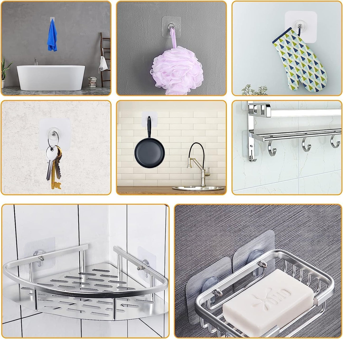 خطافات حائط بدون برغي للحفر (20 قطعة)