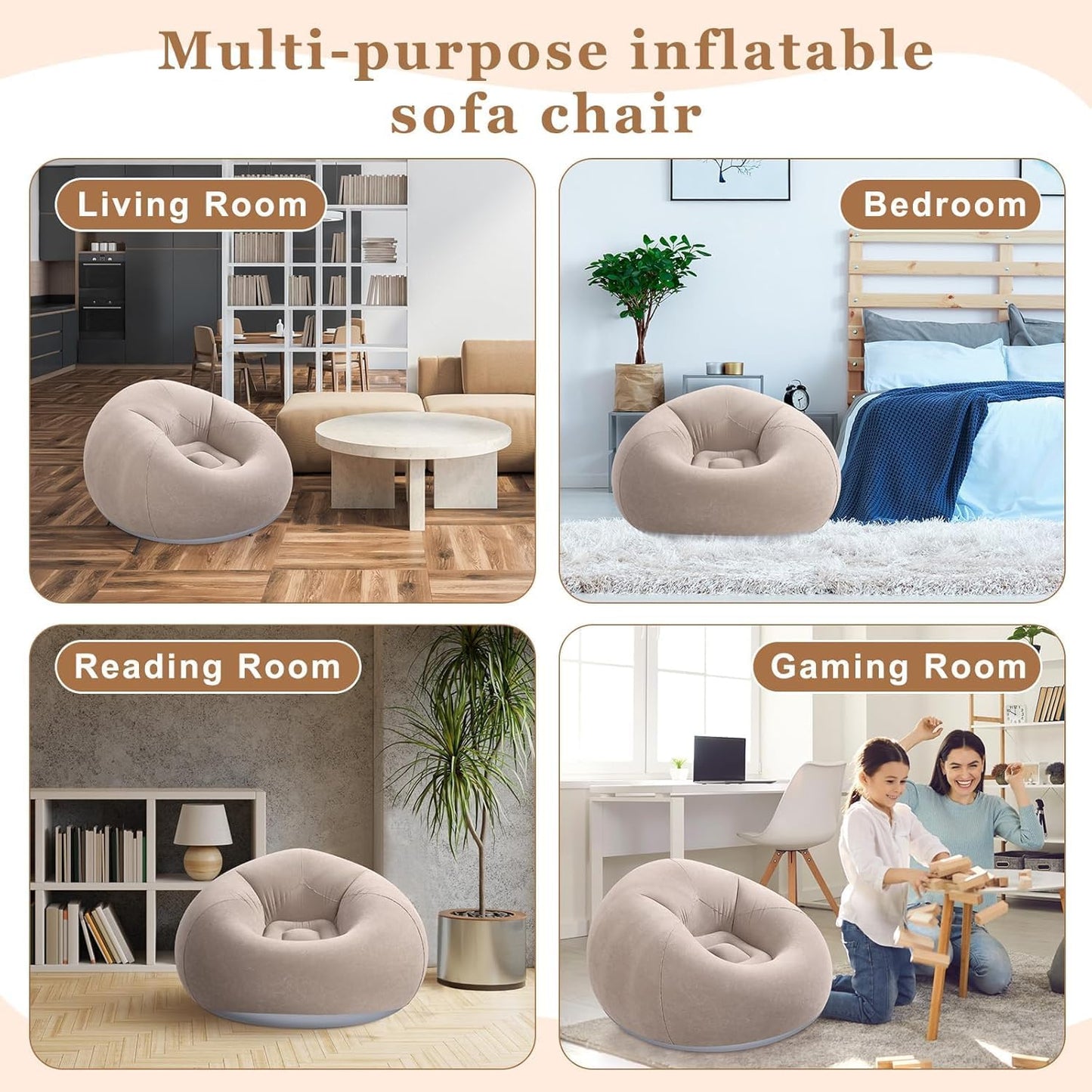 Cozy Inflatable Sofa Chair with Manual Air Pump