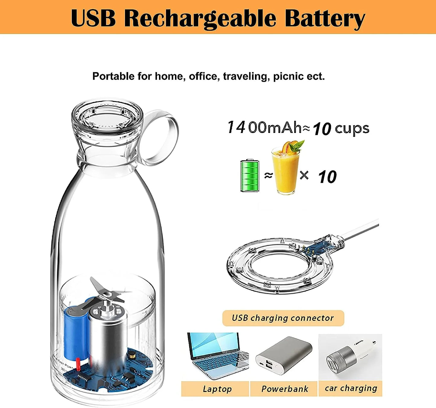 خلاط محمول قابل لإعادة الشحن