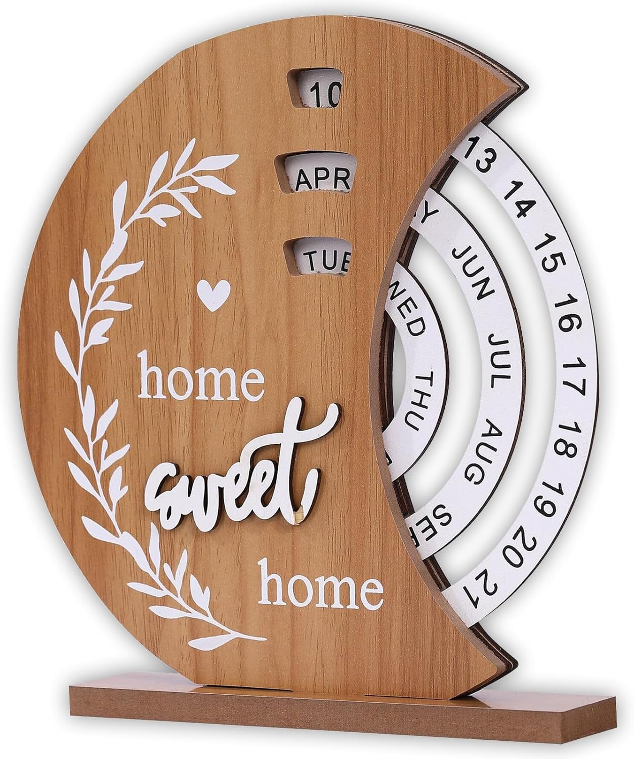 تقويم مكتب خشبي على شكل قمر