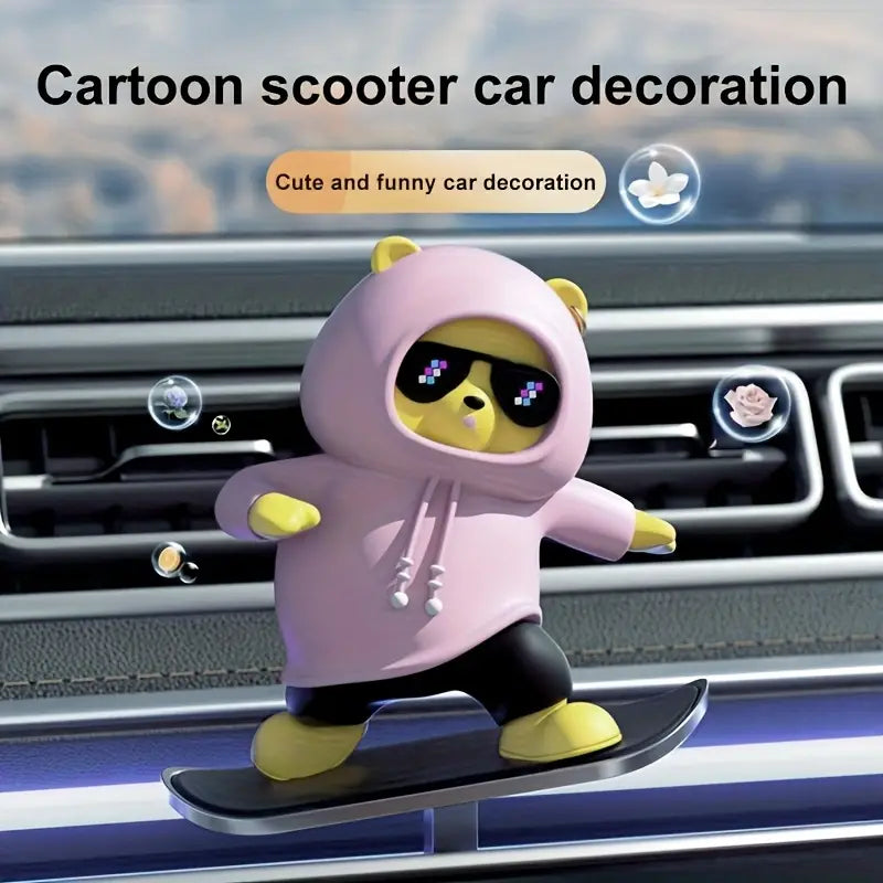 Skateboarding Panda Car Dashboard Decor