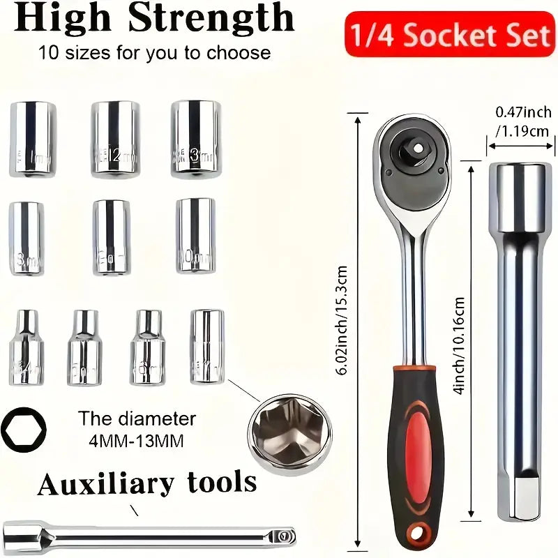 12pcs Ratchet Socket Wrench Set
