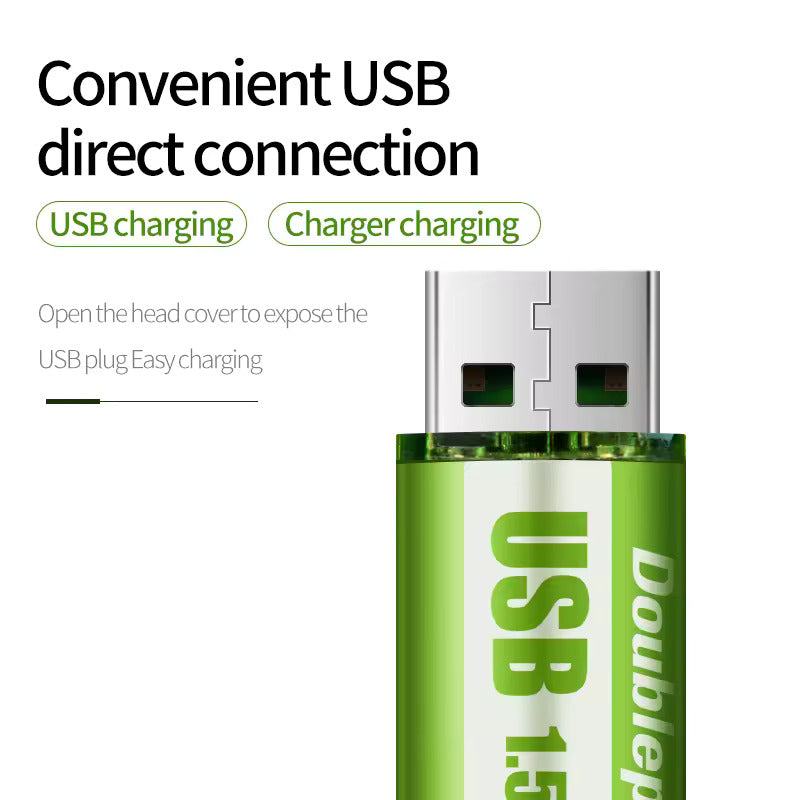 بطاريات AA قابلة لإعادة الشحن عبر USB (عبوة من 4 قطع)