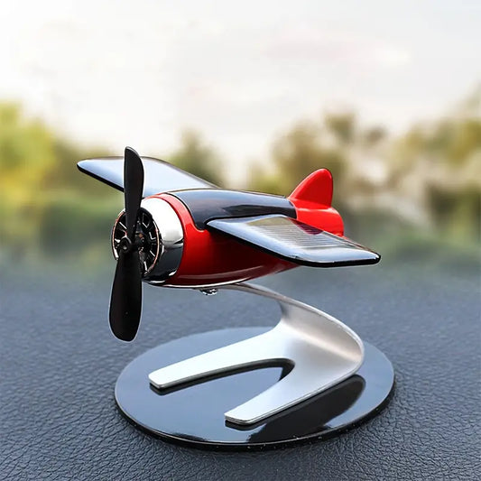 Solar Powered Airplane Car Dashboard Decor