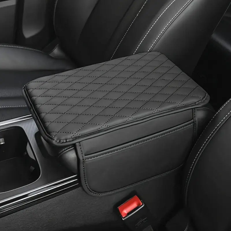 وسادة مسند ذراع السيارة الجلدية مع جيوب