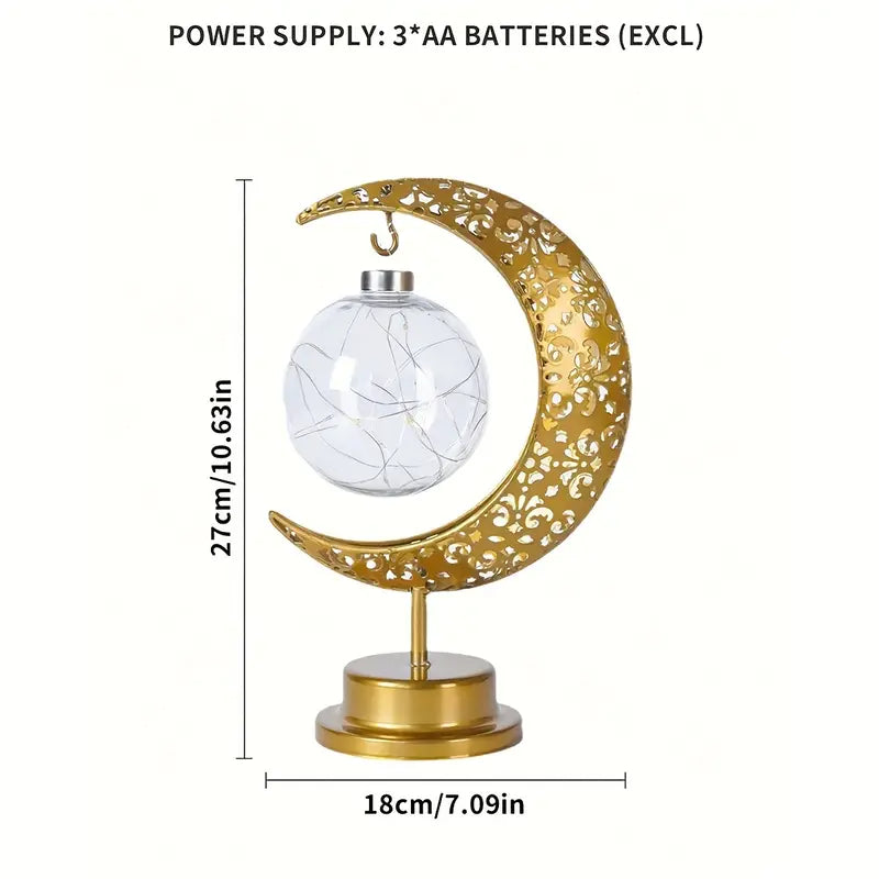 مصباح طاولة حديدي على شكل نجمة قمر رمضان