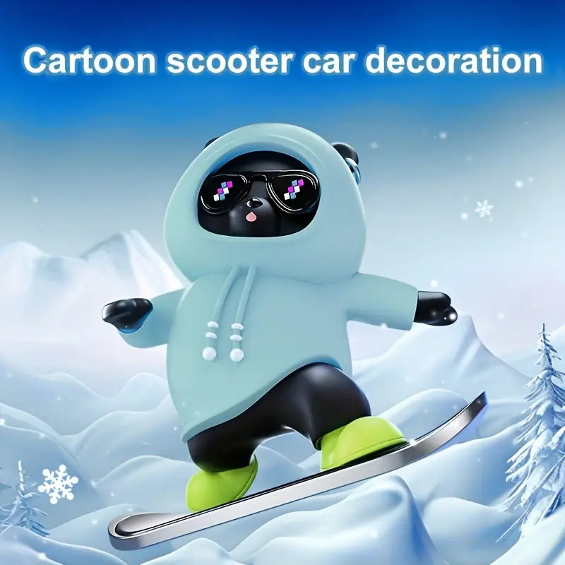 Skateboarding Panda Car Dashboard Decor