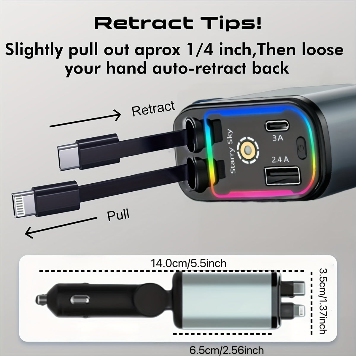 4-in-1 Car Charger with Star Projector