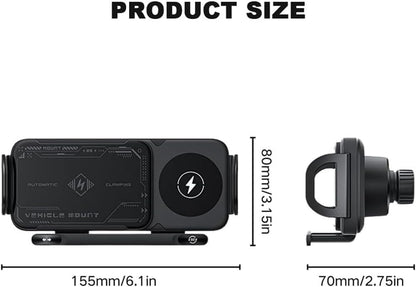 Car Auto Rotating Phone Holder with 15W Wireless Charger