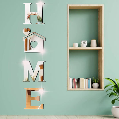 3D Acrylic Home Sign Letters Mirror Wall Stickers