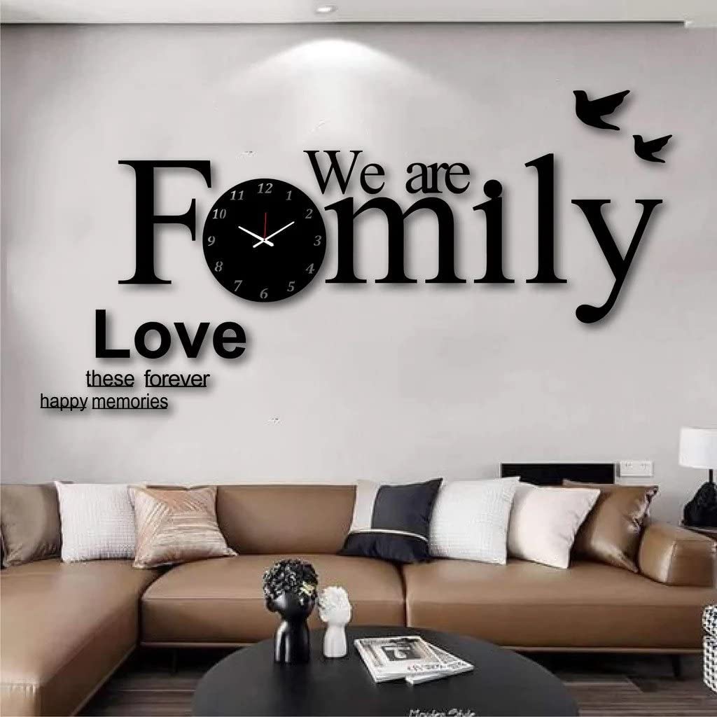 3D Acrylic Wall Art -We Are Family Wall Clock