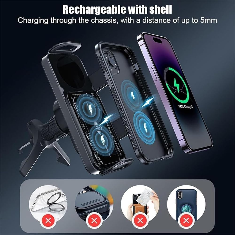 Car Auto Rotating Phone Holder with 15W Wireless Charger