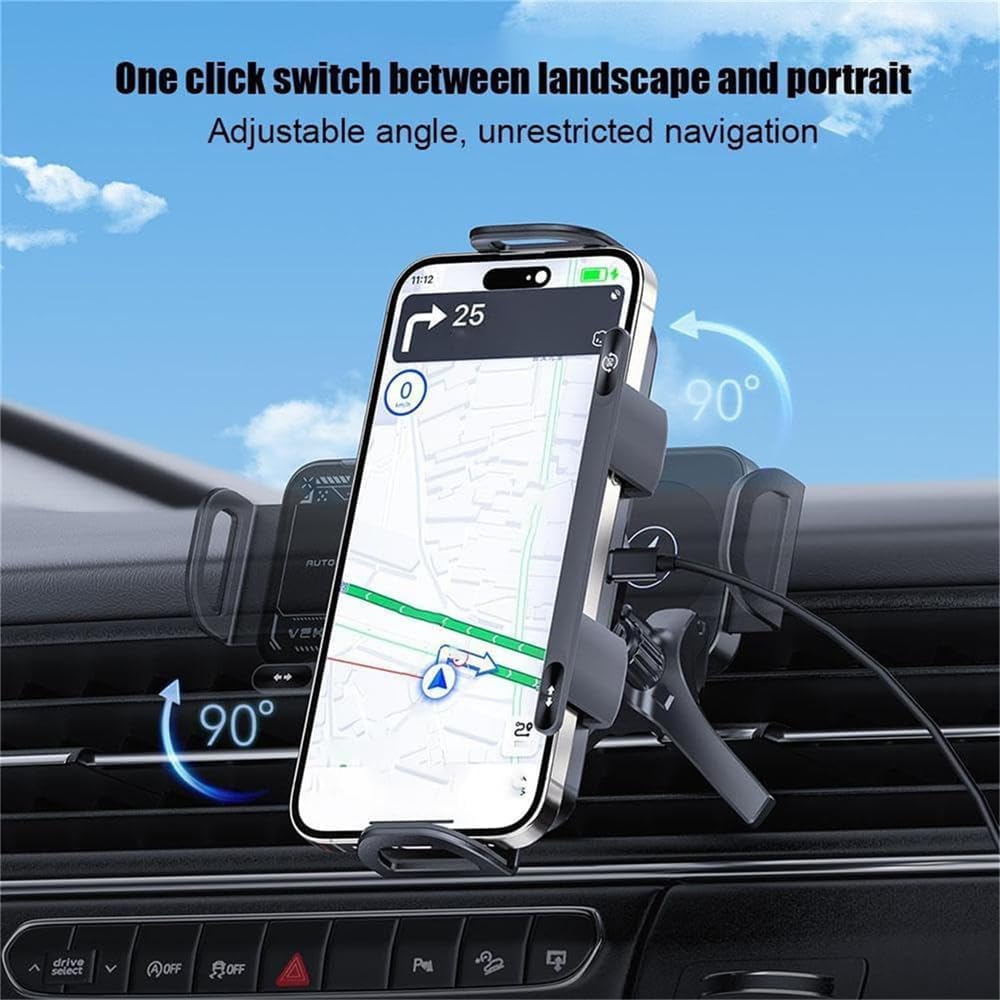Car Auto Rotating Phone Holder with 15W Wireless Charger