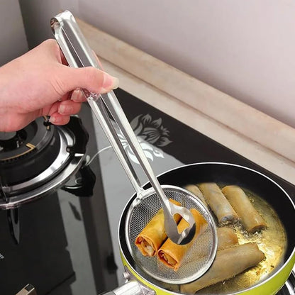 Stainless Steel Kitchen Tongs With Strainer