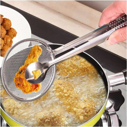 Stainless Steel Kitchen Tongs With Strainer