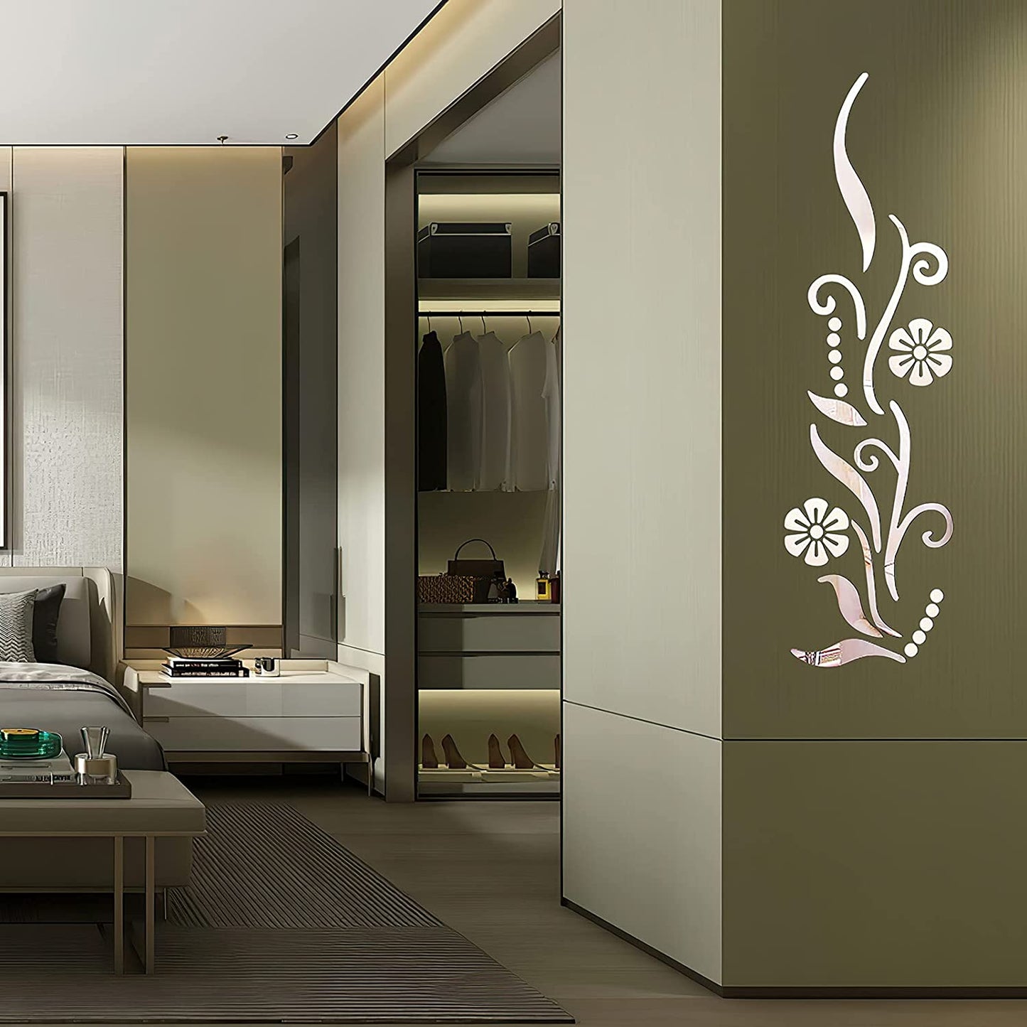 3D Flower Mirror Wall Sticker