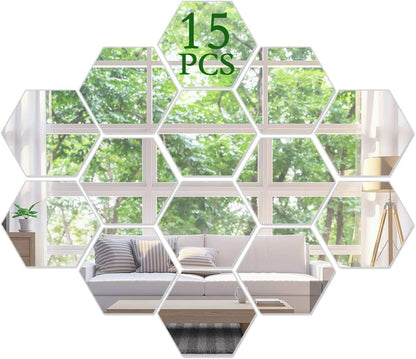 Mirror Wall Stickers Non Glass Mirror Plastic Mirror 3D Hexagon Acrylic Mirror Wall Decor Self Adhesive Tiles