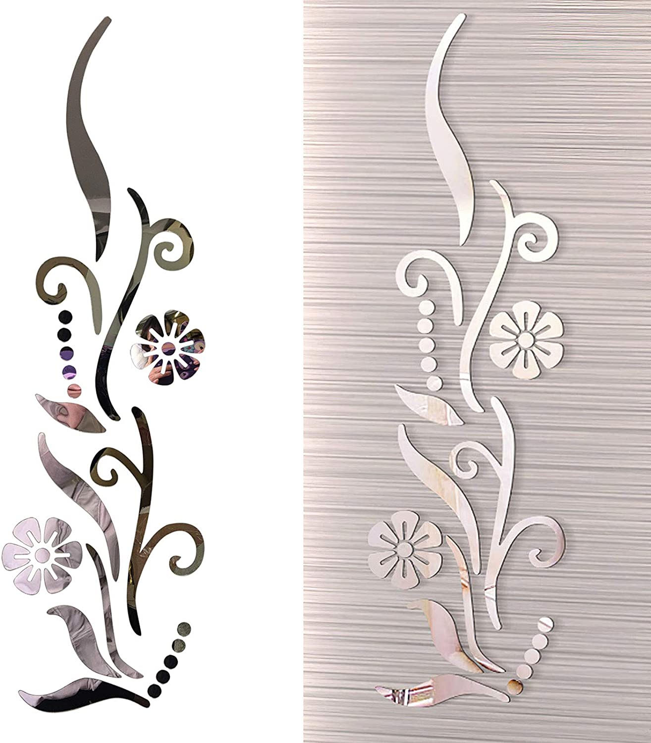 3D Flower Mirror Wall Sticker