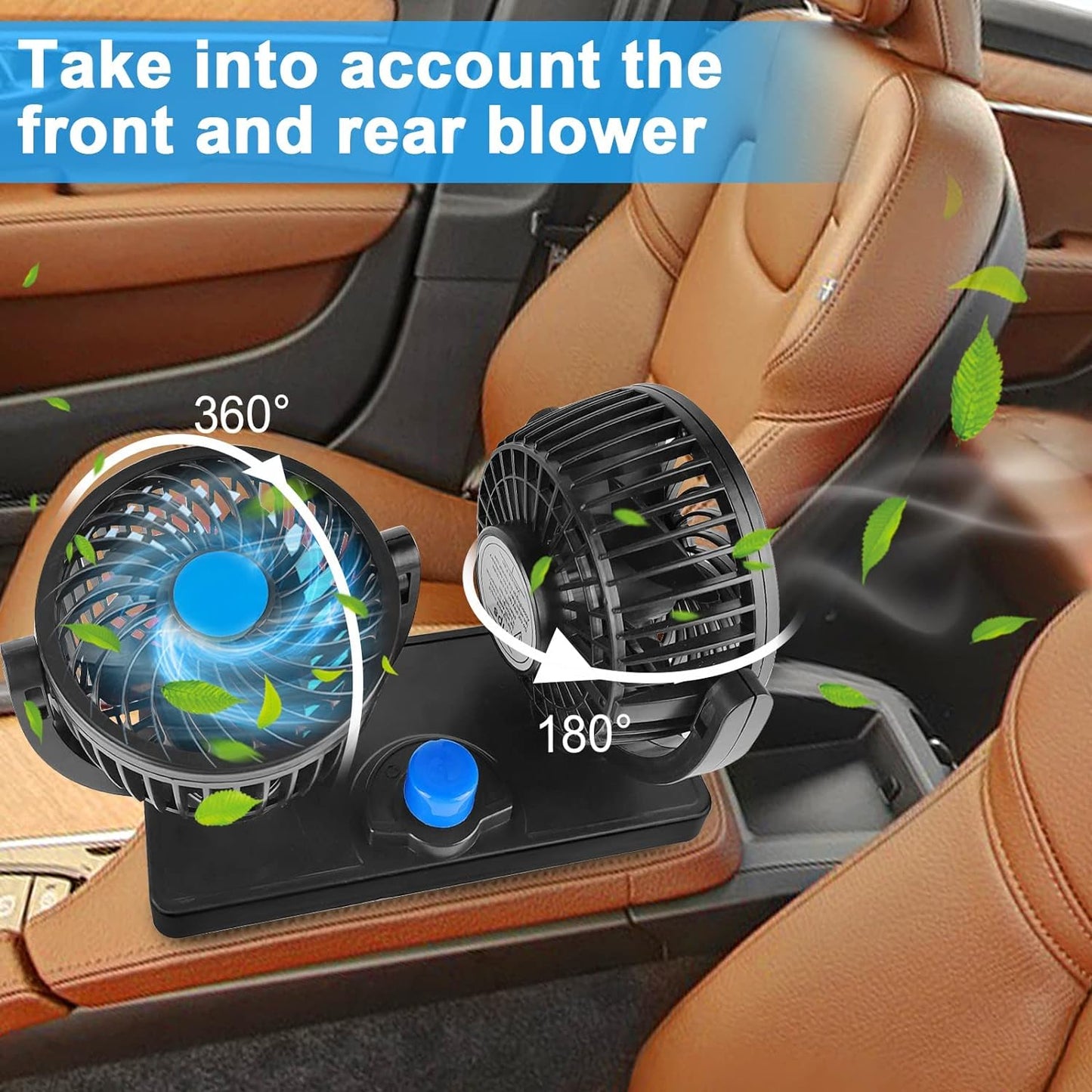 Dual-Head Portable Car Fan